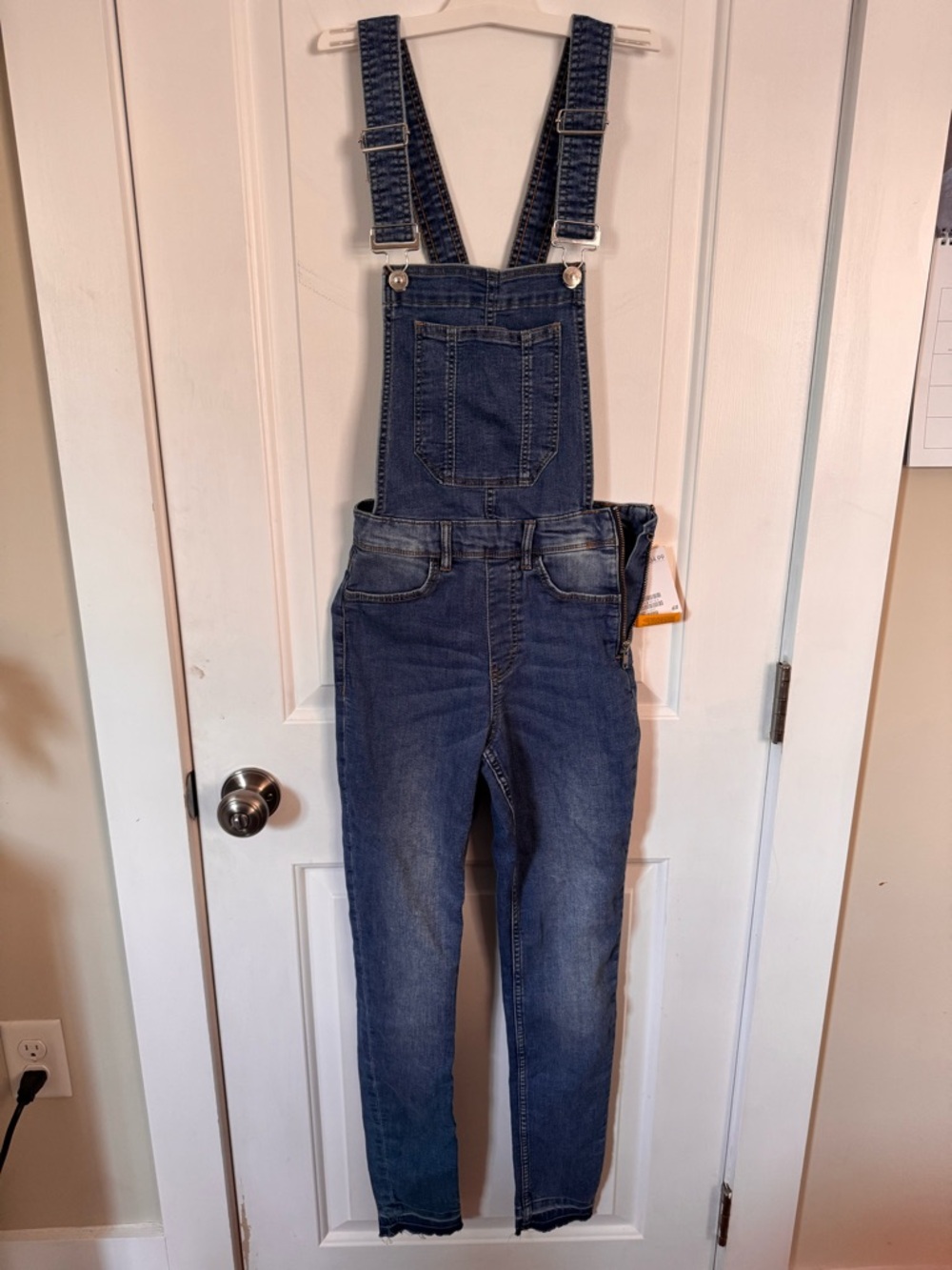H&M Blue Denim Bib Overalls with Front Metal Zip